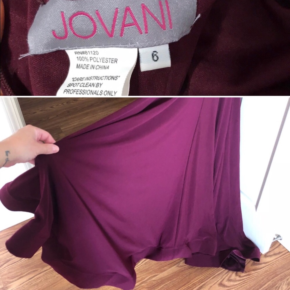 Jovani Burgundy Fitted Open Back Jersey Dress - Picture 5 of 9